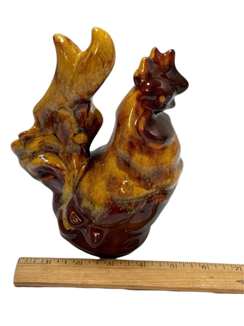 Blue Mountain‎ Pottery Glazed Ceramic Rooster Figurine Harvest Gold Drip Glaze - Picture 5 of 8